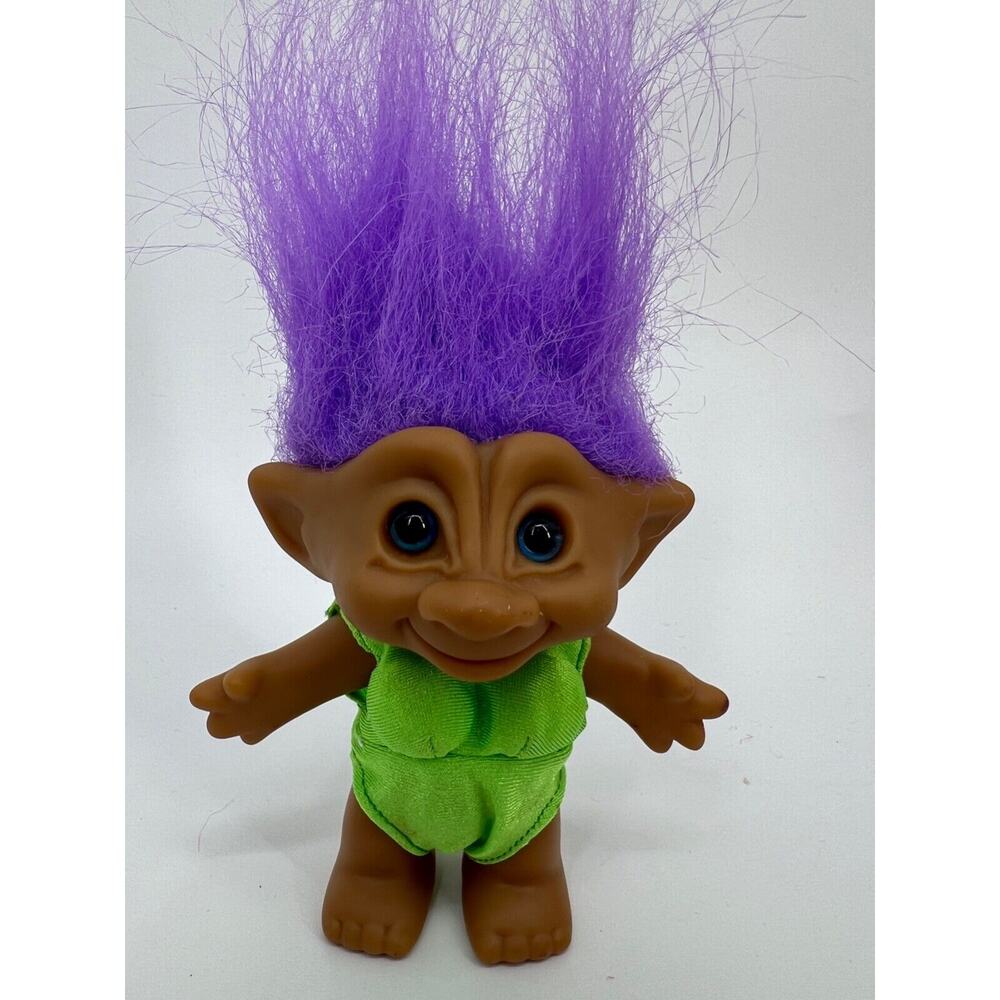 Vintage Lucky Ace Novelty Co., Inc. Troll Doll Purple Hair Blue Eyes